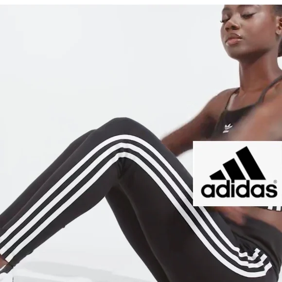 Adidas Classic 3 stripe leggings, Med - Picture 1 of 4